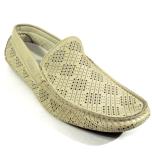 GOODMAN 🇮🇹 MEN'S BEIGE SOFT LEATHER SUMMER LOAFERS - Picture 1 of 8